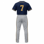 Custom Baseball Uniform – Navy & Gold - back view - Zees Commerce