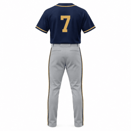Custom Baseball Uniform – Navy & Gold - back view - Zees Commerce