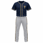 Custom Baseball Uniform – Navy & Gold - front view - Zees Commerce