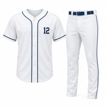 Custom Baseball Uniform - White - front view - Zees Commerce