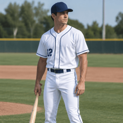 Custom Baseball Uniform - White - on model - Zees Commerce