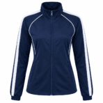 Custom Cheer & Dance Warm-Up Jacket – Navy & White - front view - Zees Commerce