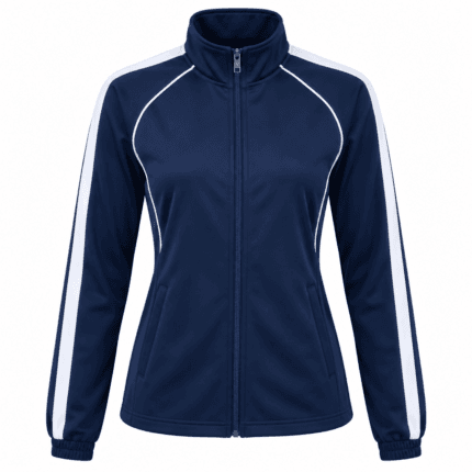Custom Cheer & Dance Warm-Up Jacket – Navy & White - front view - Zees Commerce