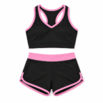 Custom Cheer Practice Set – Black & Pink - front view - Zees Commerce