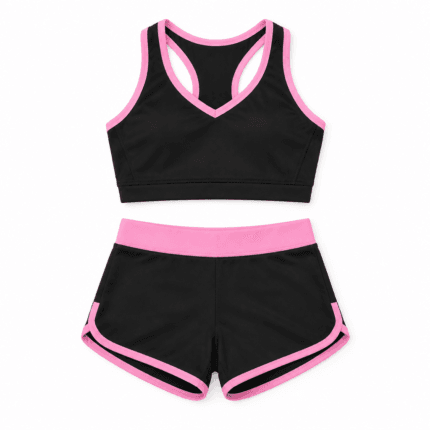 Custom Cheer Practice Set – Black & Pink - front view - Zees Commerce