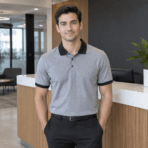 Custom Cotton Pique Polo Shirt - on model - Zees Commerce