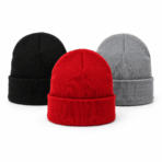 Custom Cuffed Knit Beanie - back view - Zees Commerce