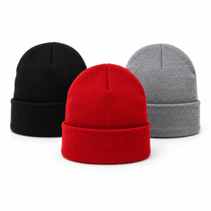 Custom Cuffed Knit Beanie - back view - Zees Commerce