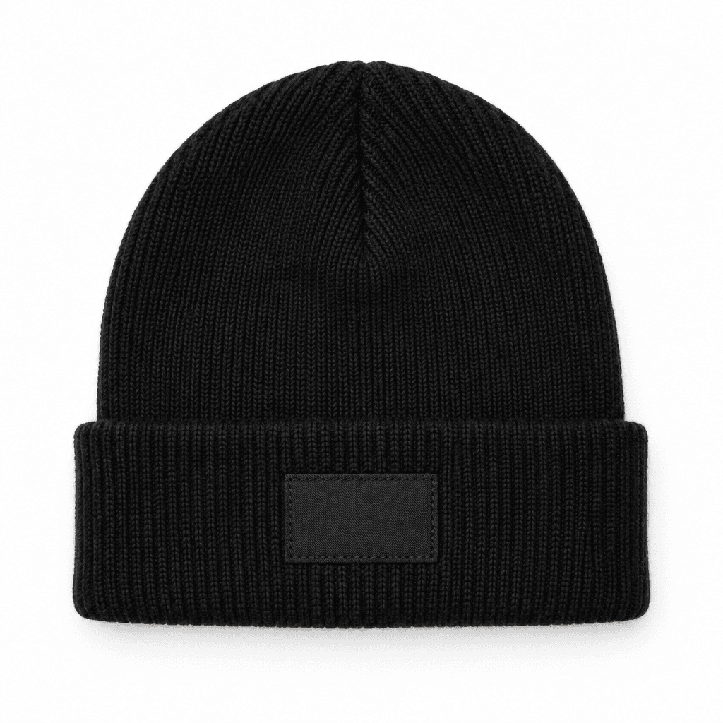 Custom Cuffed Knit Beanie front view Custom Cuffed Knit Beanie - front view - Zees Commerce