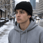 Custom Cuffed Knit Beanie - on model - Zees Commerce