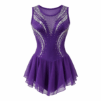 Custom Dance Team Costume – Purple & Silver - front view - Zees Commerce