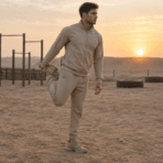 Custom Desert Tracksuit - on model - Zees Commerce