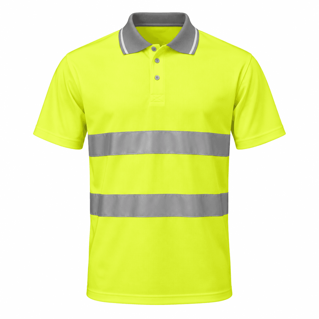 Custom Hi-Vis Safety Polo front view Custom Hi-Vis Safety Polo - front view - Zees Commerce