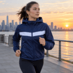 Custom Hooded Full-Zip Windbreaker - on model - Zees Commerce
