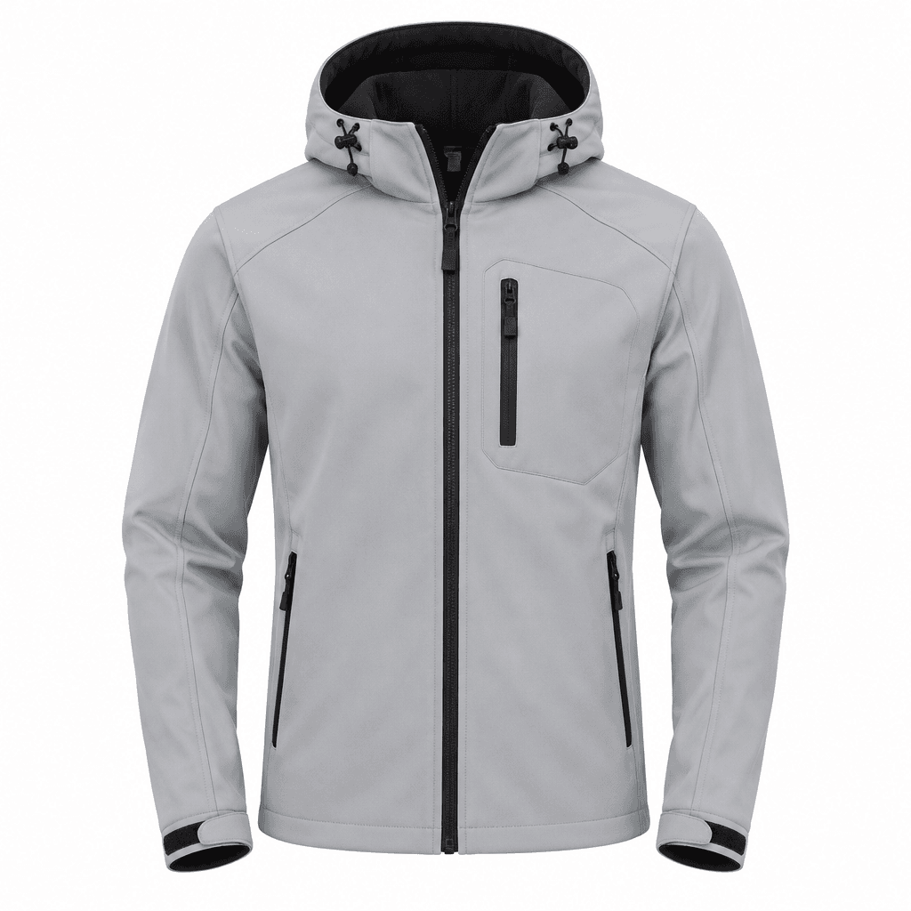 Custom Hooded Softshell Jacket front view Custom Hooded Softshell Jacket - front view - Zees Commerce