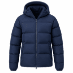 Custom Hooded Winter Puffer Jacket - front view - Zees Commerce