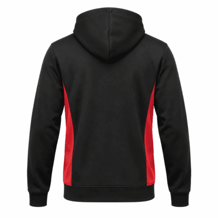 Custom Hoodie – Black & Red Full-Zip - back view - Zees Commerce