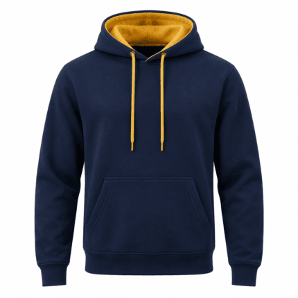 Custom Hoodie – Navy & Gold Pullover - front view - Zees Commerce