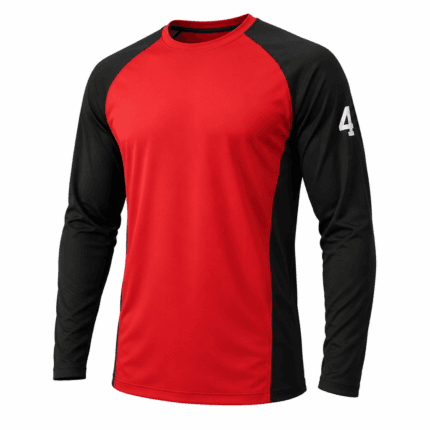 Custom Lacrosse Shooter Shirt – Red & Black - front view - Zees Commerce