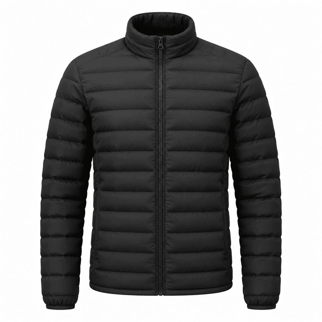 Custom Lightweight Quilted Puffer Jacket front view Custom Lightweight Quilted Puffer Jacket - front view - Zees Commerce