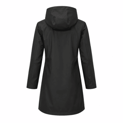 Custom Long Hooded Raincoat - back view - Zees Commerce