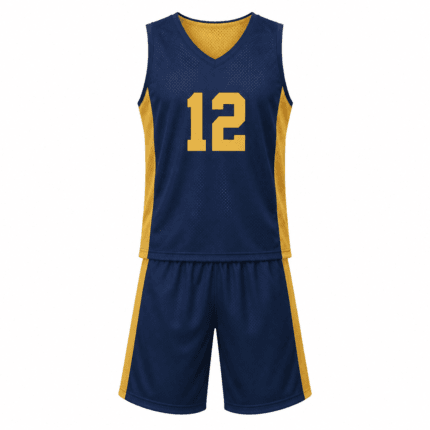 Custom Men's Lacrosse Uniform – Navy & Gold - front view - Zees Commerce