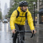 Custom Packable Rain Jacket - on model - Zees Commerce