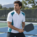 Custom Pickleball Polo - on model - Zees Commerce