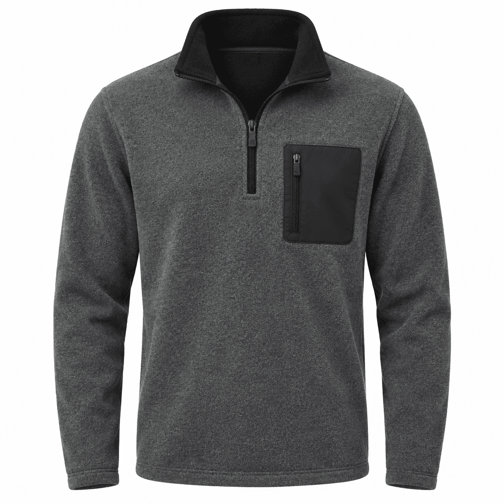 Custom Quarter-Zip Fleece Pullover front view Custom Quarter-Zip Fleece Pullover - front view - Zees Commerce