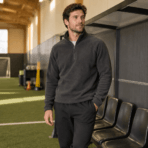 Custom Quarter-Zip Fleece Pullover - on model - Zees Commerce