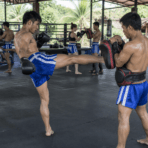 Custom Retro Muay Thai Shorts - on model - Zees Commerce