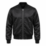 Custom Satin Bomber Jacket - front view - Zees Commerce