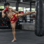 Custom Satin Muay Thai Shorts - on model - Zees Commerce