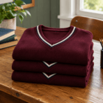 Custom School V-Neck Sweater - on model - Zees Commerce