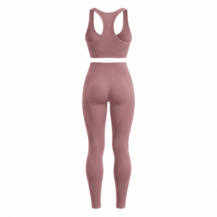 Custom Seamless Ribbed Activewear Set - back view - Zees Commerce