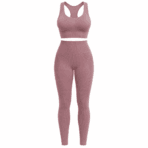 Custom Seamless Ribbed Activewear Set - front view - Zees Commerce