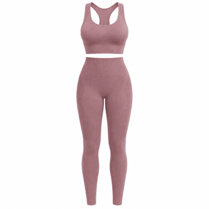 Custom Seamless Ribbed Activewear Set - front view - Zees Commerce