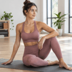 Custom Seamless Ribbed Activewear Set - on model - Zees Commerce