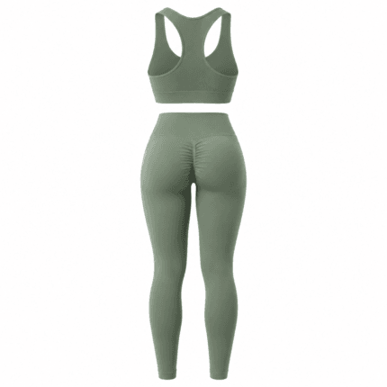 Custom Seamless Scrunch Leggings & Bra Set - back view - Zees Commerce