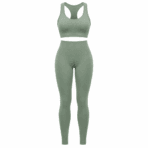 Custom Seamless Scrunch Leggings & Bra Set - front view - Zees Commerce