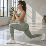 Custom Seamless Scrunch Leggings & Bra Set - on model - Zees Commerce