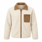 Custom Sherpa-Lined Fleece Jacket - front view - Zees Commerce