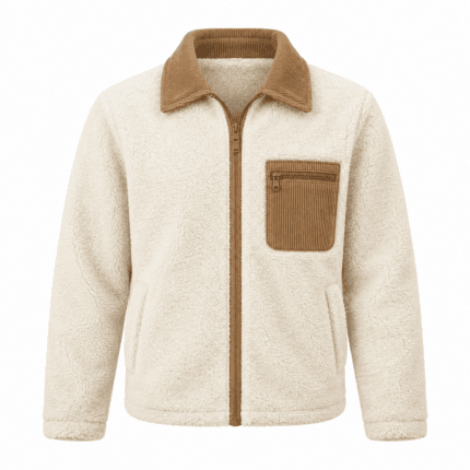 Custom Sherpa-Lined Fleece Jacket - front view - Zees Commerce