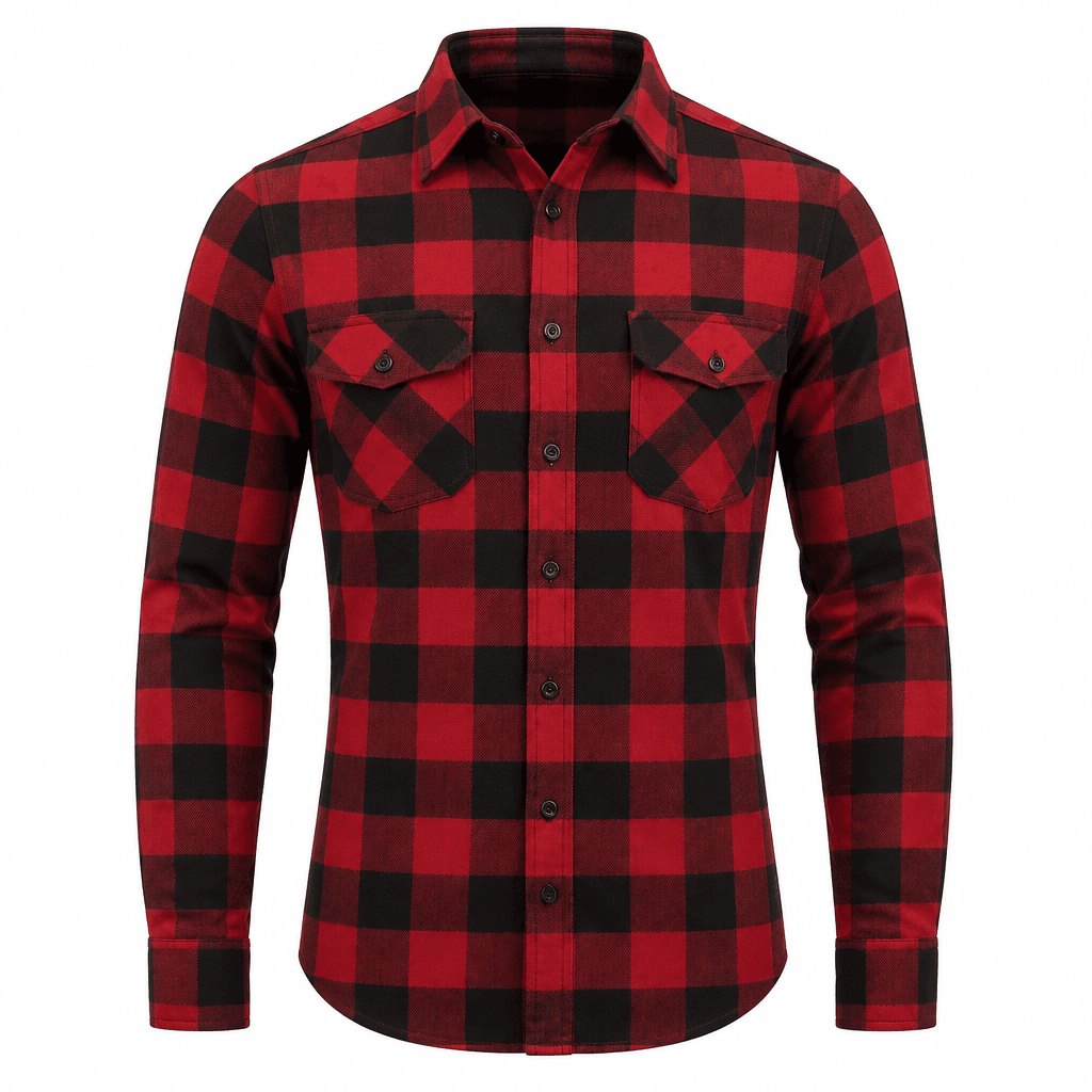 Custom Slim Fit Flannel Shirt front view Custom Slim Fit Flannel Shirt - front view - Zees Commerce