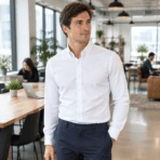 Custom Slim Fit Oxford Shirt - on model - Zees Commerce
