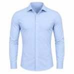 Custom Slim Fit Stretch Dress Shirt - front view - Zees Commerce