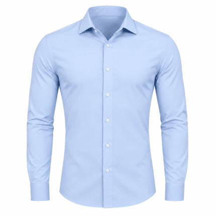 Custom Slim Fit Stretch Dress Shirt - front view - Zees Commerce