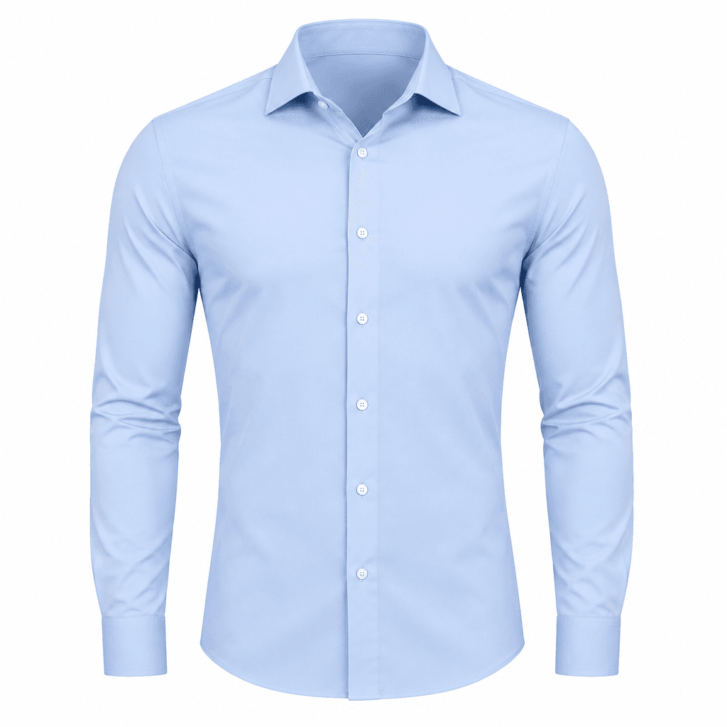 Custom Slim Fit Stretch Dress Shirt front view Custom Slim Fit Stretch Dress Shirt - front view - Zees Commerce