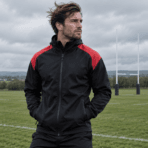 Custom Softshell Team Jacket - on model - Zees Commerce