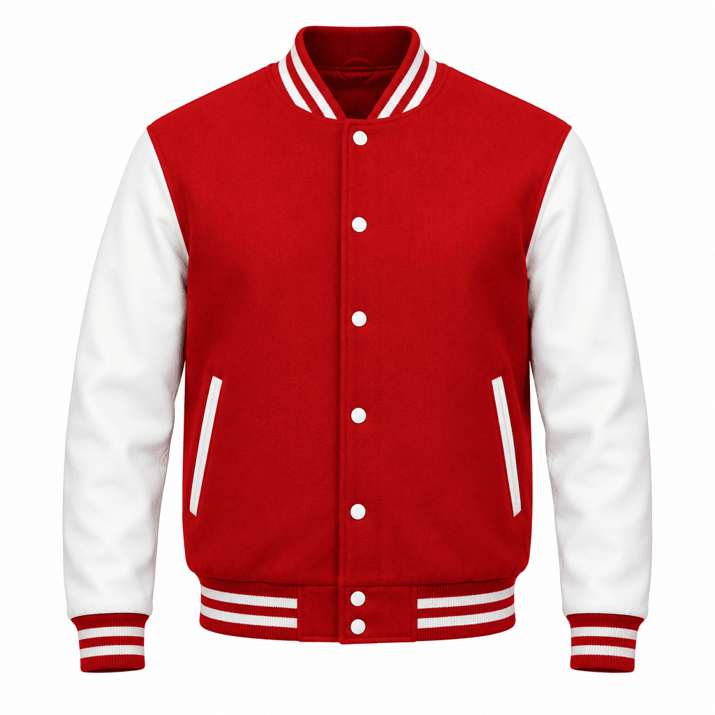 Custom Varsity Bomber Jacket front view Custom Varsity Bomber Jacket - front view - Zees Commerce